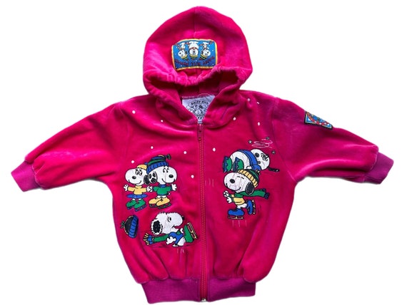 Snoopy velour vintage hoodie hot pink baby girl 3… - image 1