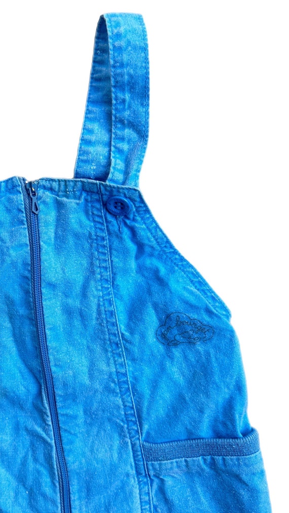 Vintage 1980s blue overalls boy girl 2-3 years 18… - image 2