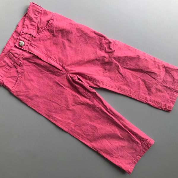 Vintage pink baby trousers girl trousers 18-24 months 1990s pants summer lightweight