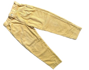 Vintage yellow corduroy kids trousers 1990s retro pants 6-7 years girl boy