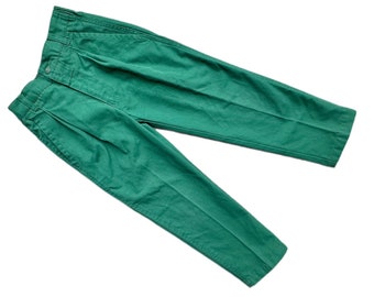 Vintage groene broek jaren 1990 hoge taille broek jongen meisje 5-6 jaar retro