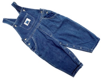 Vintage 1990s denim overalls baby boy girl retro dungarees 18-24 months 1990s