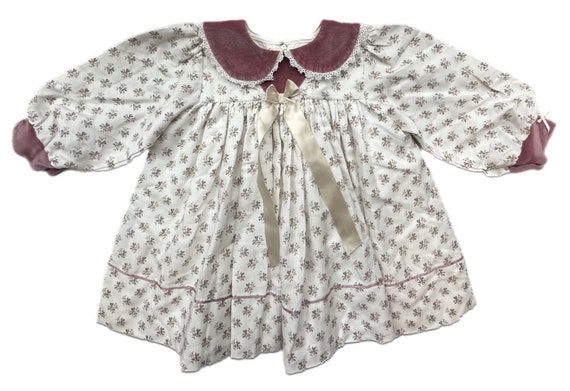 Vintage dress baby girl 12-18 months velvet colla… - image 1