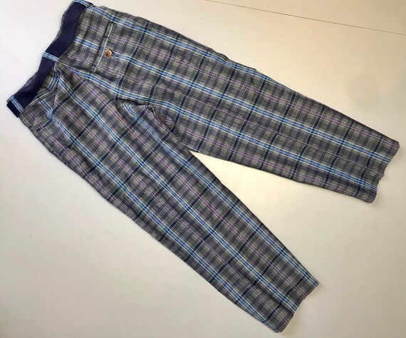 Vintage plaid trousers 6-7 years 1980s pants boy … - image 4