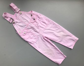 Vintage pink overalls 12-18 months baby girl dungarees summer 1980s