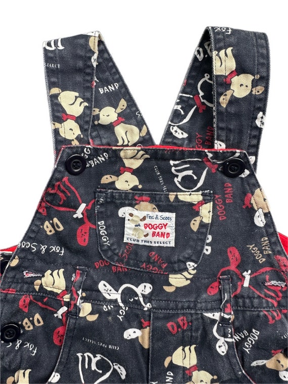 Dog print baby overalls 1990s dungarees 6-9 month… - image 2