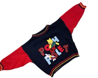 Vintage Disney Pooh Bear Piglet 1990s sweater jumper 18-24 months knit boy girl bright