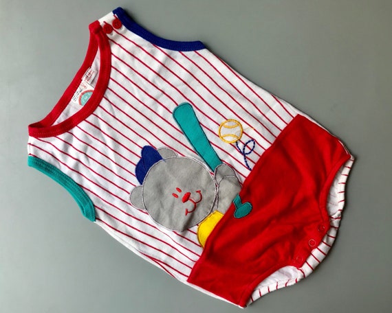 Vintage Puppies Playsuit 9-12 Months Baseball Baby - Etsy