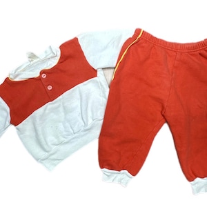 vintage Baby boy rouge blanc survêtement sweat pantalon pantalon années 1980 lumineux