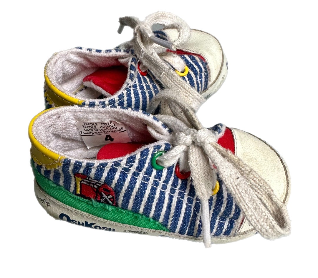 Vintage Oshkosh Baby Boy Bright Shoes Us4 Uk5 Primary Colours Retro Etsy