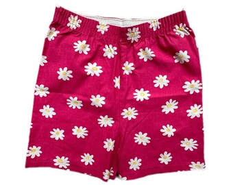 Girls shorts 6-7 years 7-8 vintage pink floral 1980s retro summer