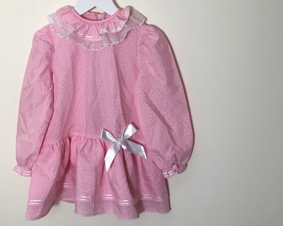 Pink vintage dress girl 2t age 2-3 years hearts s… - image 1