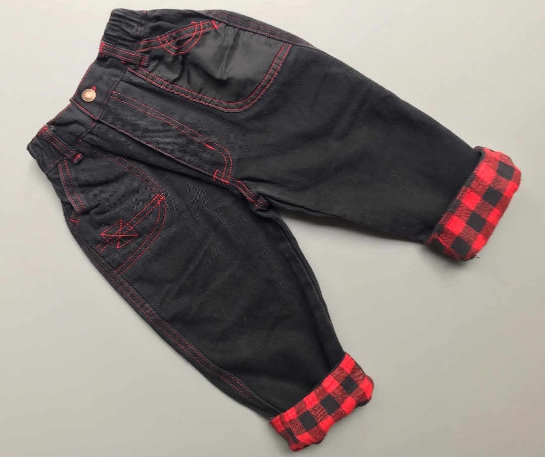 Black Jeans Baby Boy 1218 Months 1990s Girl Plaid Turn Ups Denim
