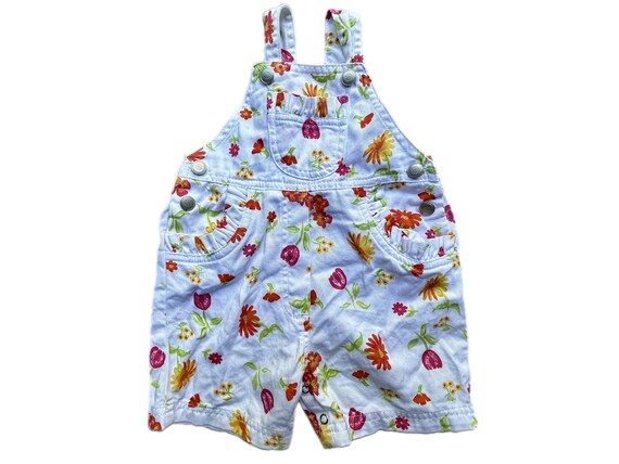 Vintage Floral Short Dungarees Baby Girl 9 12 Months Yellow White Shortalls Overalls Summer 1990s Retro Bright Etsy Canada