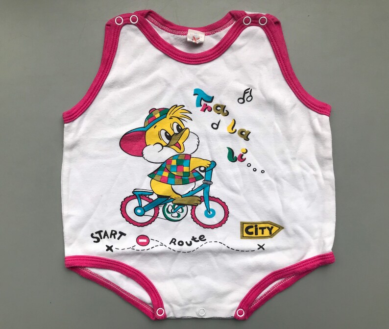 Summer top vest baby girl vintage 6-9 months 1980s retro pink romper play suit