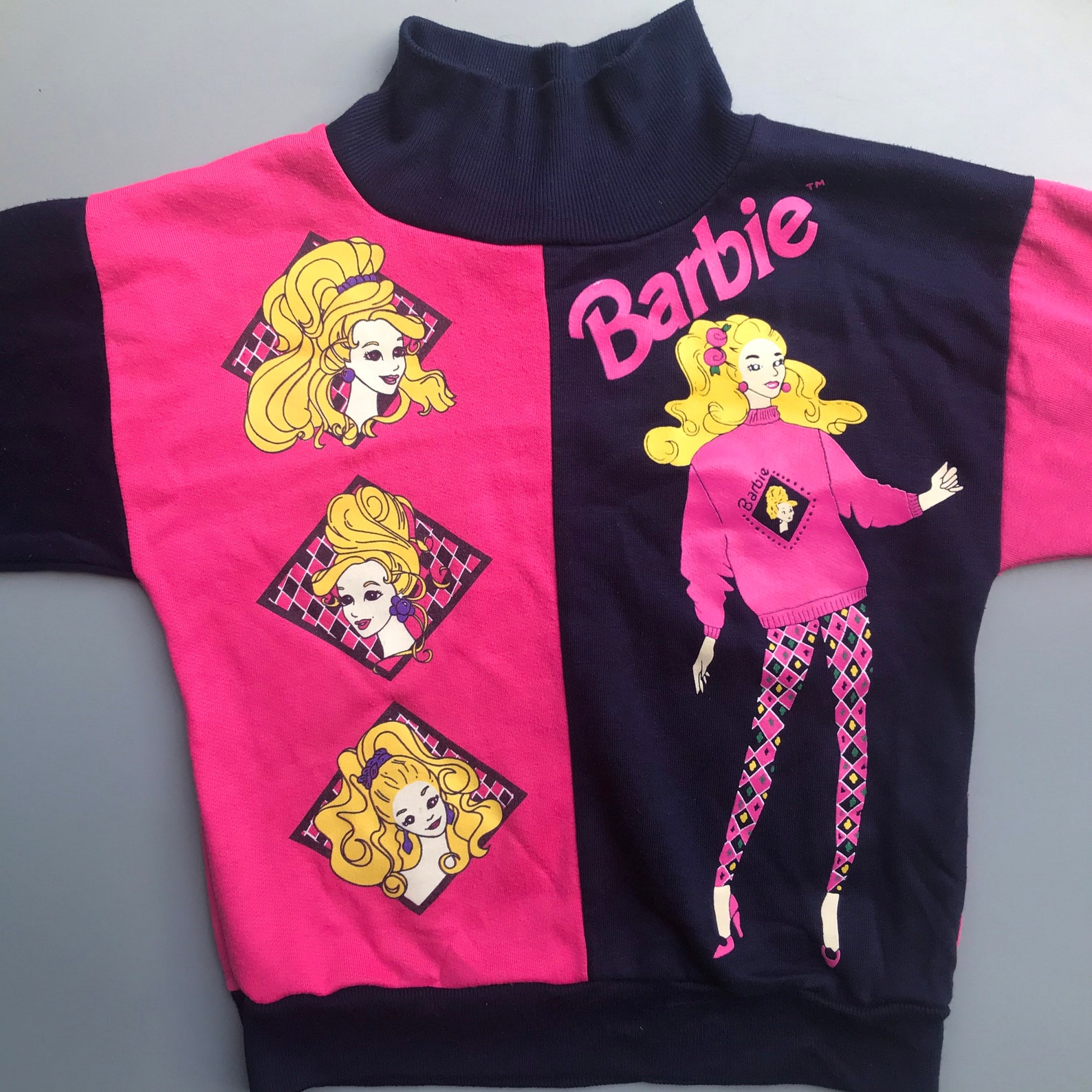 Vintage Barbie Sweater colour block sweatshirt 2t 3t girl 3-4 | Etsy