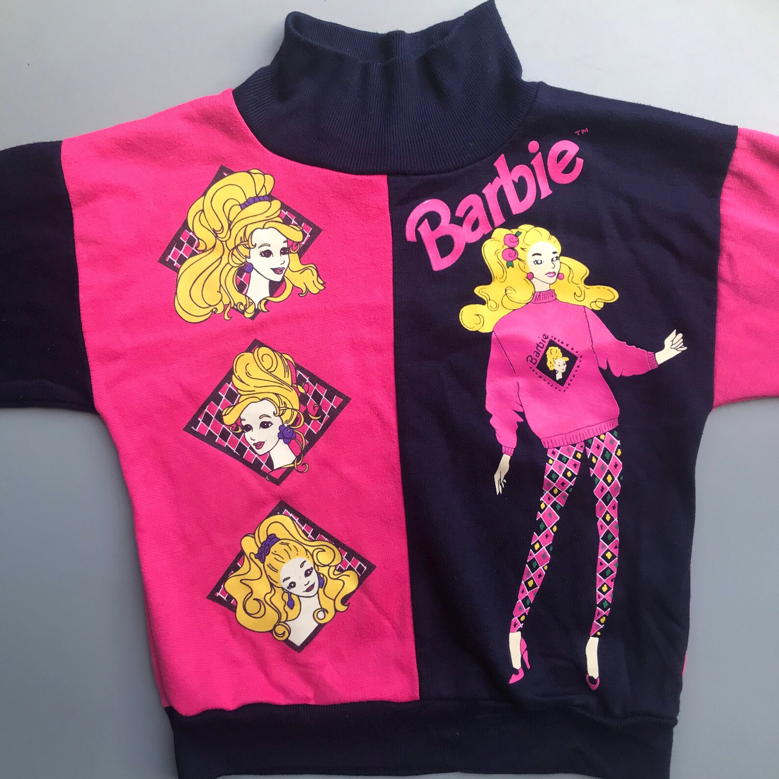 Vintage Barbie Sweater colour block sweatshirt 2t 3t girl 34 Etsy