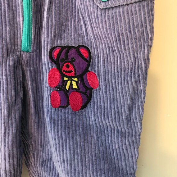 Vintage corduroy overalls 1990s 3-6 months purple… - image 4