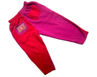 Vintage bright colour block sweatpants girl 4-5 years retro 1990s