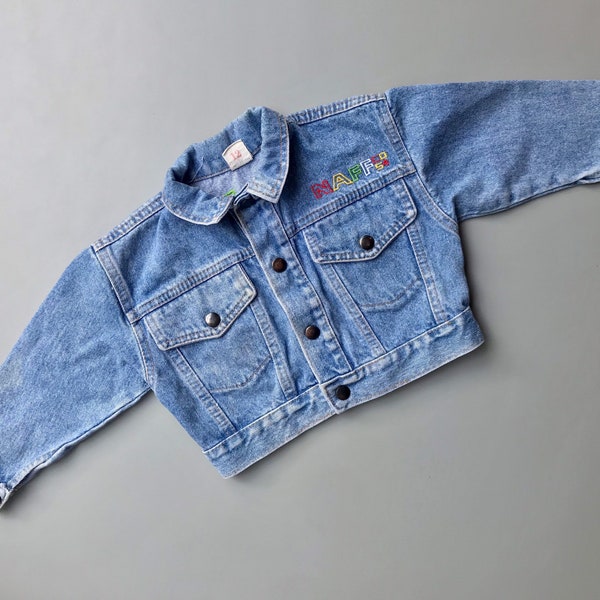 Vintage Naf Naf 1980s denim Jacket baby girl boy 1980s 9-12 months blue retro jeans