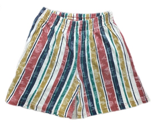 Vintage shorts Boy girl orange blue stripe 5-6 ye… - image 1
