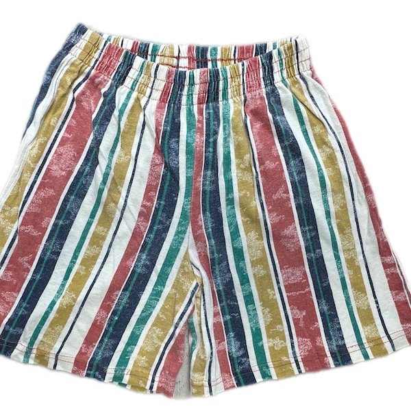 Vintage shorts Boy girl orange blue stripe 5-6 years 5 6