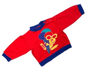 Vintage 1980s bright mouse sweatshirt 9-12 months