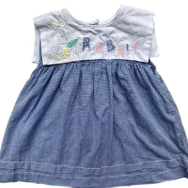 Vintage baby girl check embroidered dress 9-12 Months