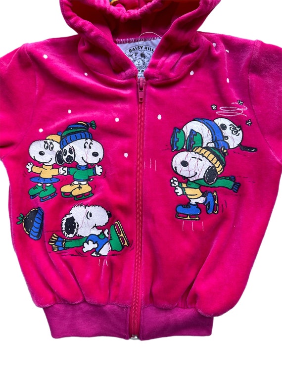 Snoopy velour vintage hoodie hot pink baby girl 3… - image 2