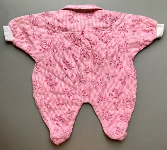 Vintage newborn baby girl pink check floral play suit… Gem