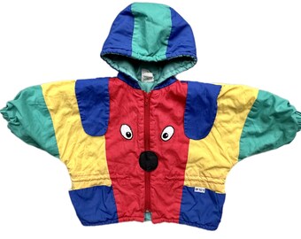 Vintage baby color block padded jacket 6-12 months 1980s bright