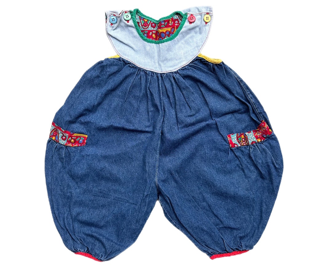 Vintage Denim Bubble Overalls Baby Girl 69 Months Etsy