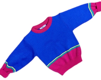 Vintage 1990s boy sweater jumper 18-24 months bright red girl retro