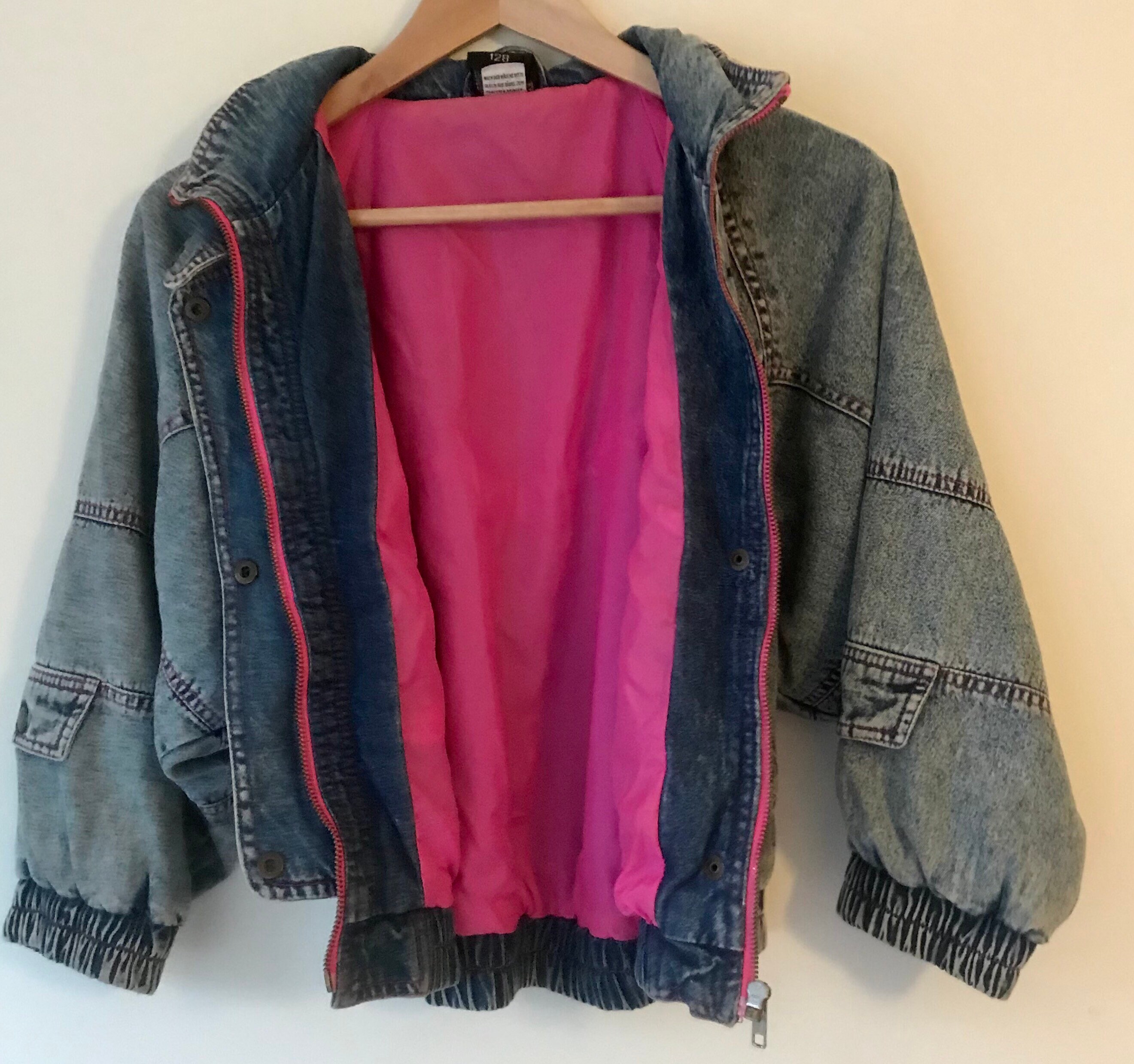 Vintage rosa y gris bebé niña chaqueta 12-18 meses con capucha 1980s retro Ropa Ropa para niña Chaquetas y abrigos 