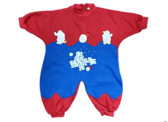 Vintage baby boy girl playsuit 3-6 months winter … - image 1