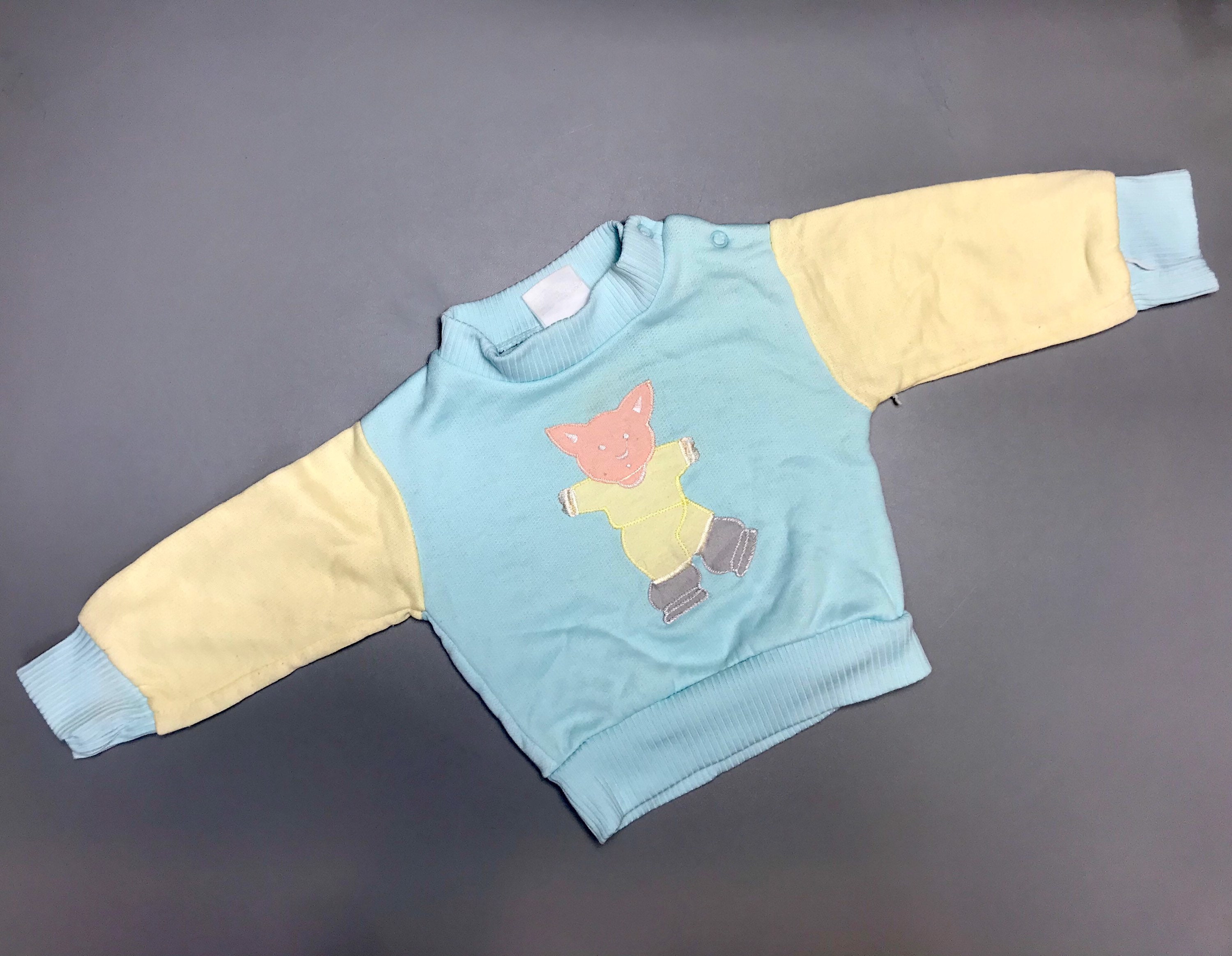 Vintage Pastel Color Block Vintage Sweatshirt Baby Boy Girl 6-9 Months Sweater 1990s Jumper Retro Red Blue Green Yellow