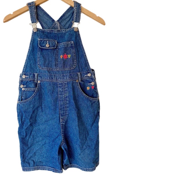 Vintage embroidered denim shortalls girl 9-10 years