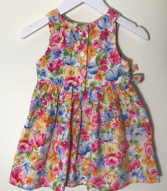 Vintage floral Laura Ashley dress bright pink  ba… - image 5