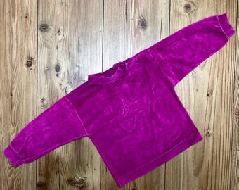 Vintage baby girl 1990s pink purple velour sweater 6-9 months sweatshirt jumper