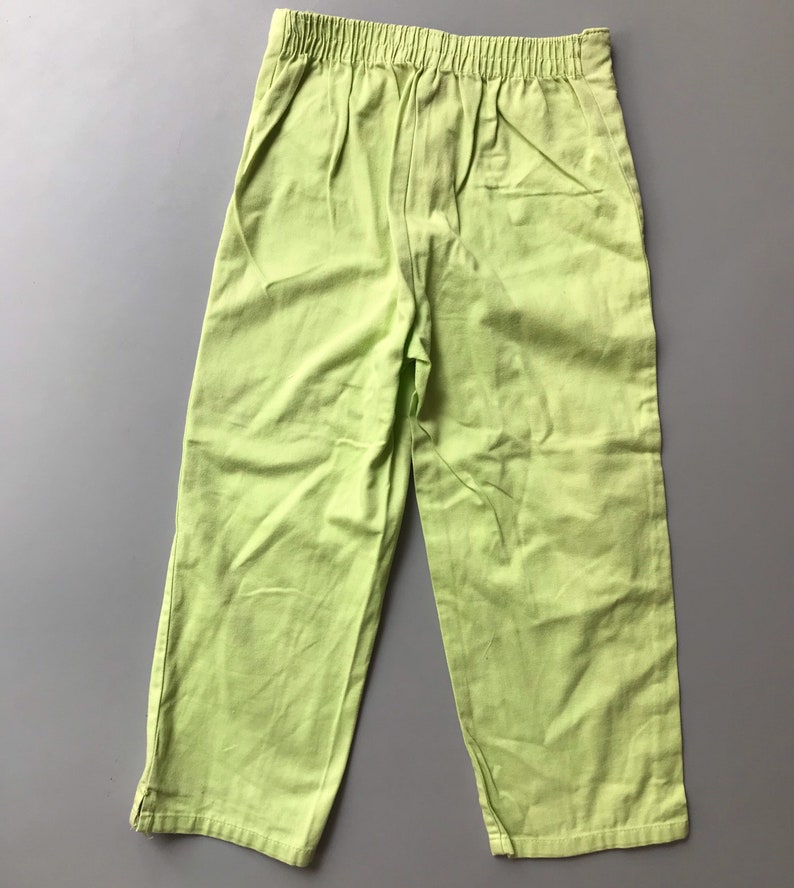 Lime green trousers girl pants 4 5 6 years retro 1990s vintage