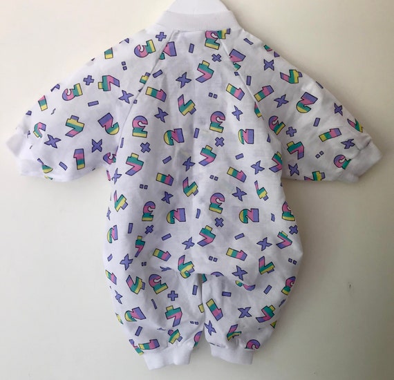 Vintage playsuit 0-3 months rainbow numbers baby … - image 2