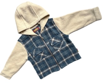 Vintage 1990s check fleece 12-18 months sweatshirt sweater jumper 1990s boy girl plaid