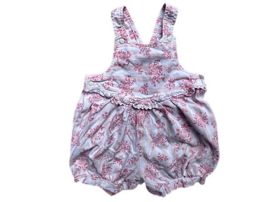 Pastel floral baby girl overalls vintage 1990s sh… - image 1