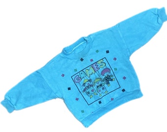1990s vintage baby sweatshirt retro boy 9-12 months jumper kids bright 1990s