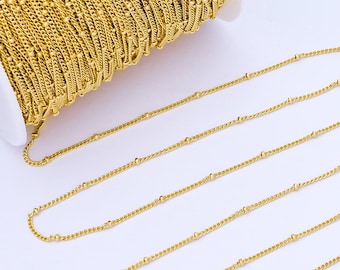 24K Gold Filled 2.1mm Dainty Satellite Unfinished Chain by Yard Gold Filled Cable Chain Jewelry Supply for Jewelry Making ROLL-1738