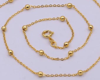 24K Gold Filled Satelliten Kette Zierliche Gold Kugel Kette 18 / 24 Zoll bereit Halskette w / Federring Verschlüsse tragen | WA-527