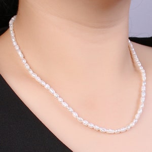 Colar delicado de sementes de água doce, colar em camadas, colar de pérolas, colar de contas, colar delicado, joias de casamento, presente de Natal, WA-514