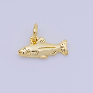 Mini Gold 13 mm fish Charm minimalist Ocean Animal charm in gold sardine fish pendant  | AJ382
