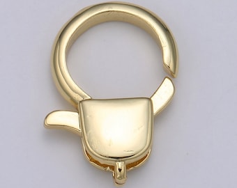 1pc Wholesale Lobster Clasp 24k Gold  Circle Head Lobster Claw  for Jewelry Making, Size Option 19.3MMX13.3MM, SUPP-1111