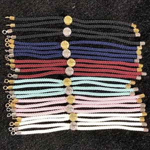 1pc Half Finished Adjustable Cord Bracelet with Rings in Black, Blue, Red, Teal, White Multiple Color Options | O-038 - O-054